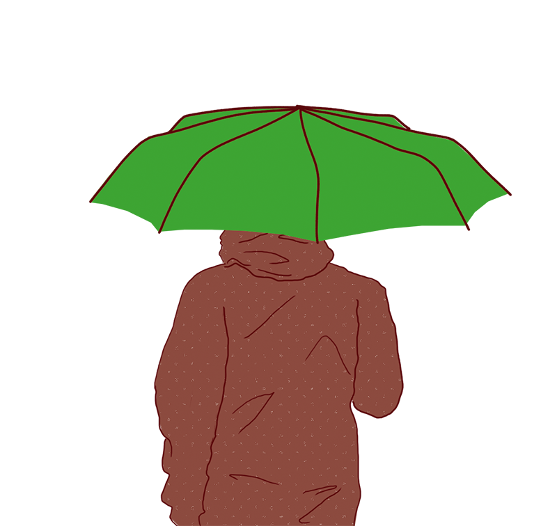 Illustration Person mit Regenschirm von hinten
